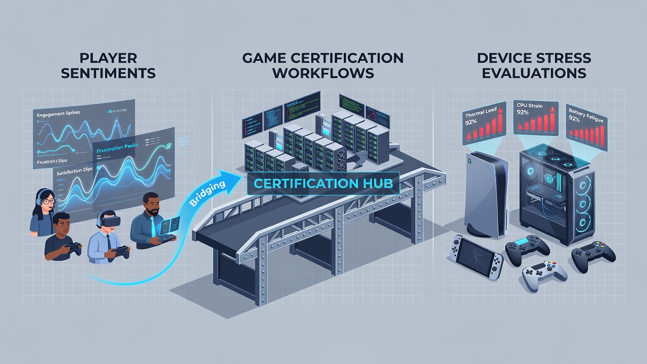 Detailed view of stress test equipment and sentiment analysis dashboard used in certification
