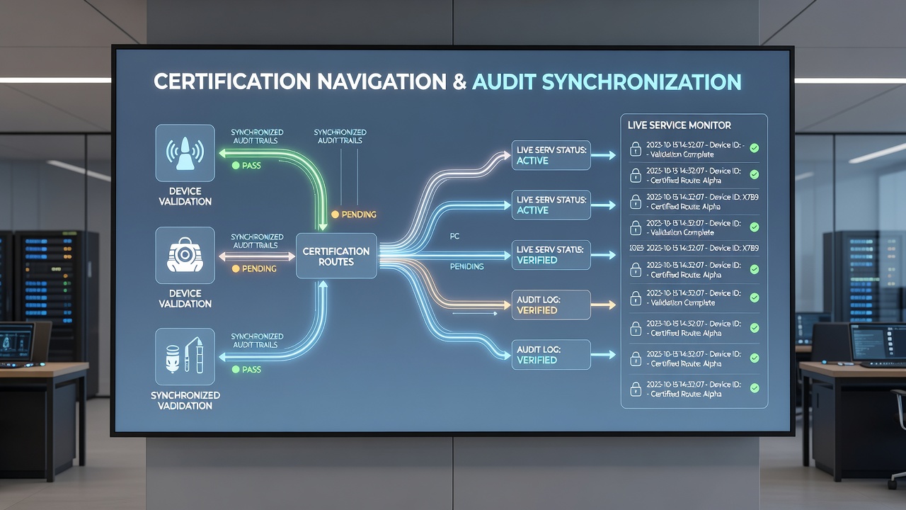 Device validation workflow integrated with audit synchronization during service updates