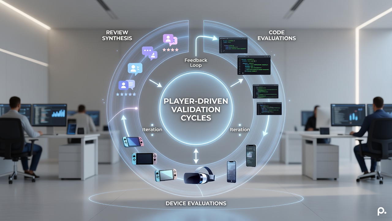 Flowchart illustrating review synthesis connecting to hardware grids and code analysis stages in approval pathways