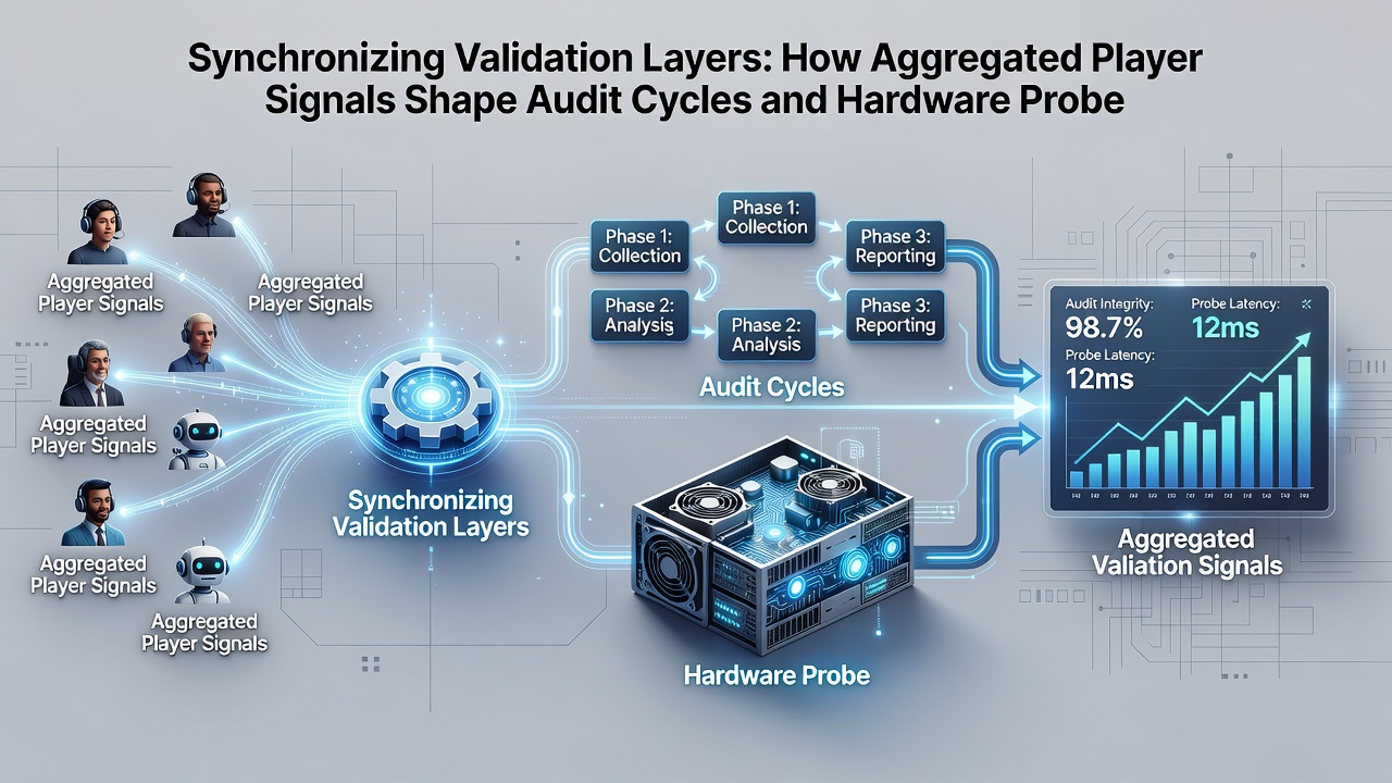 Hardware probe equipment connected to gaming devices during validation testing