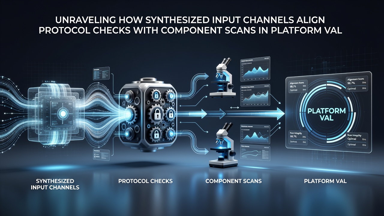 Flowchart illustrating alignment steps between protocol checks and component scans driven by synthesized inputs