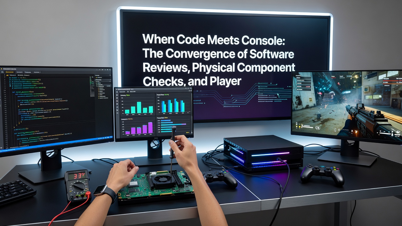 Console hardware undergoing component-level validation alongside software logs